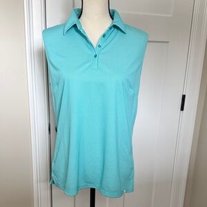 Lady Hagen Sleeveless Polo Tank Top - Aqua Blue